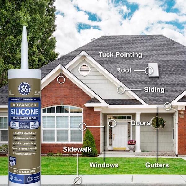 Silicone Ii GE Advanced Clear Silicone 2 Window and Door Caulk Sealant 10.1 oz - GE-5000