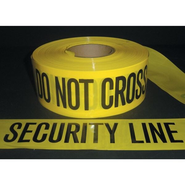 Zoro Select Barricade Tape, Security Line Do Not Cross, Yellow, 3 in Wide x 1,000 ft Length, Polyethylene - LB28062