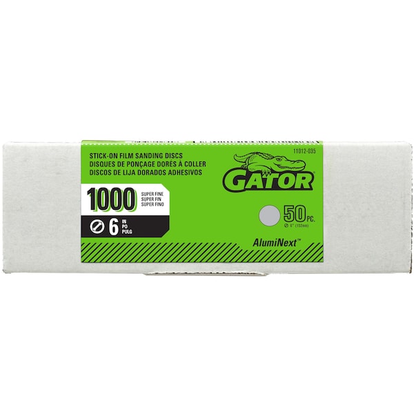 Gator Finishing PSA Sanding Disc, 1000 Grit, Gray, PK50 - 11012035