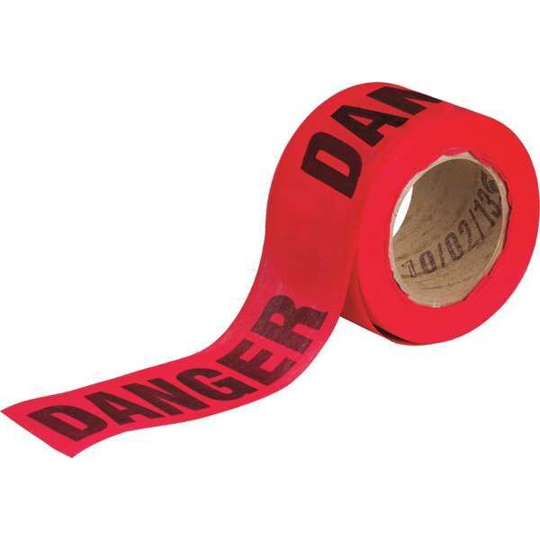 Zoro Select Barricade Tape, Danger, Red, 3 in Wide x 150 ft Length, Wood Fiber, 6 mil - 91088