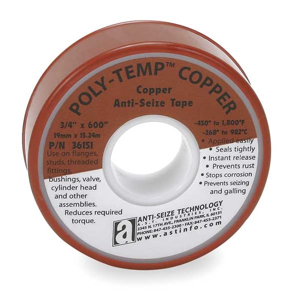 Anti-Seize Technology Antiseize Tape, 1/2 In. W, 600 In. L - 36136