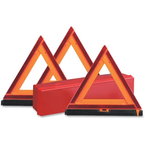 Deflecto Emergency Warning Triangle Kit, w/3 Warnings, Orange/Red - DEF73071100