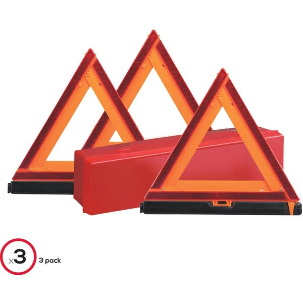 Deflecto Emergency Warning Triangle Kit, w/3 Warnings, Orange/Red - DEF73071100