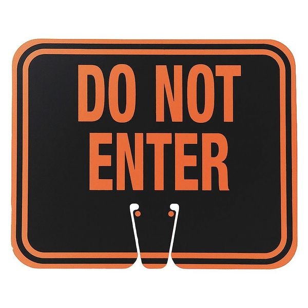 Zoro Select Traffic Cone Sign, ABS Plastic, 10 1/2 in Height, 12 1/2 in Length, 1 lb, Orange/Black - 03-550-DNE