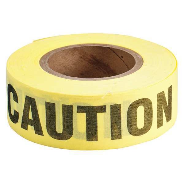 Zoro Select Barricade Tape, Caution, Yellow, 2 in Wide x 200 ft Length, Cotton, 8.5 mil - 91082
