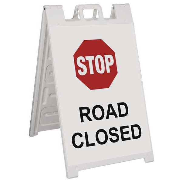 Zoro Select Barricade Sign, Plastic, Engineer, 45 in Height, 3 in Length, 18 lb, White - 130-WLGQ3603-WREG