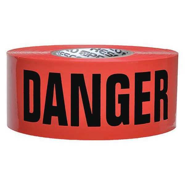 Zoro Select Barricade Tape, Danger Do Not Enter, 3 in Wide x 1000 ft Long, Polyethylene, 1.6 mil Thickness - B3104R21-200