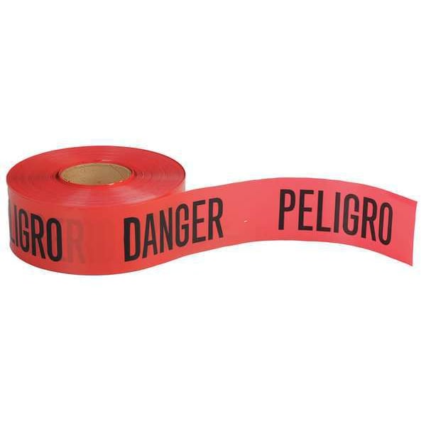 Zoro Select Barricade Tape, Danger Peligro Danger, Red, 3 in Wide x 1,000 ft Length, Polyethylene, 4 mil - BT072