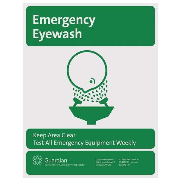 Guardian Equipment Sign, Eye Wash, Ge, Plastic, Green, For Use With, Guardian(R) Emergency Showers - 250-007G