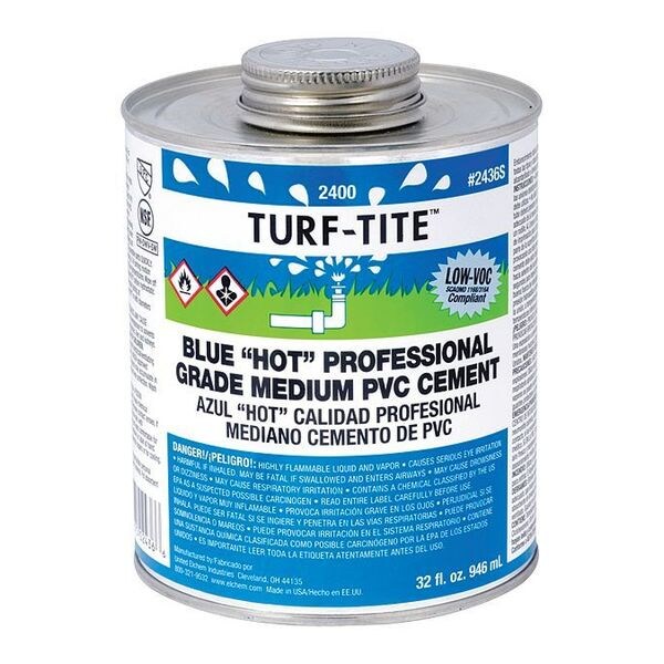 Oatey PVC Cement, Blue Turf-Tite, gal. - 2424