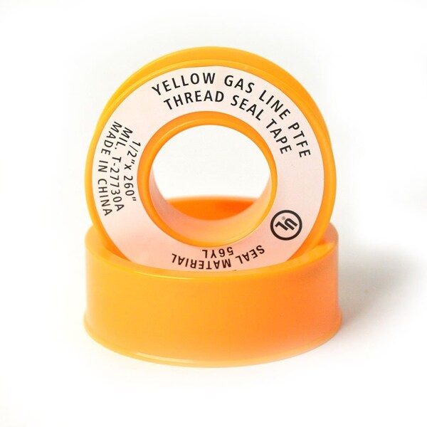 Thrifco Plumbing 1/2 Inch x 260 Inch Yellow Color Gas PTFE Thread Sealing Tape - 4400940