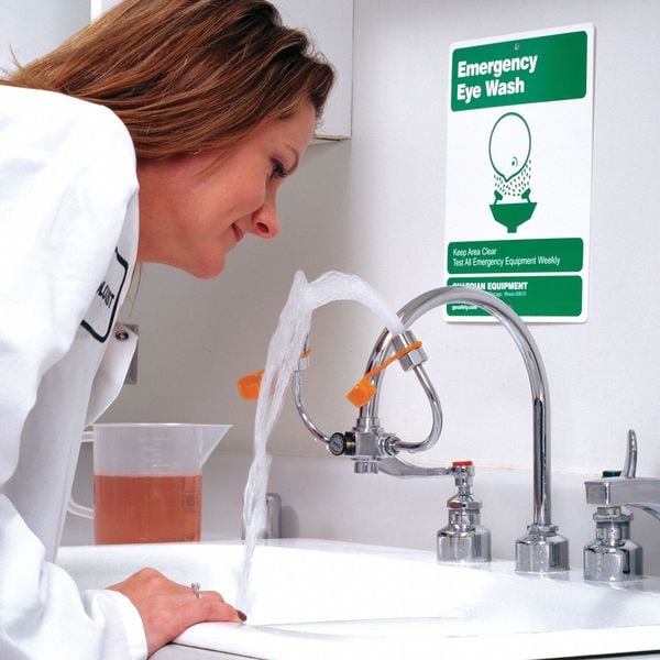 Guardian Equipment Plumbed Eyewash, Faucet Mount, Plumbed, 5 in H., 6 3/4 in W - G1101