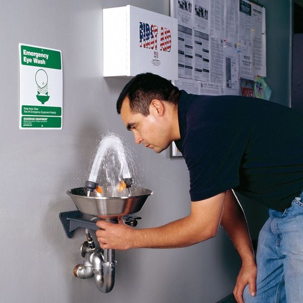 Guardian Equipment Plumbed Eyewash, Wall Mount, Plumbed, 6 11/12 in H., 15 2/3 in W - G1814