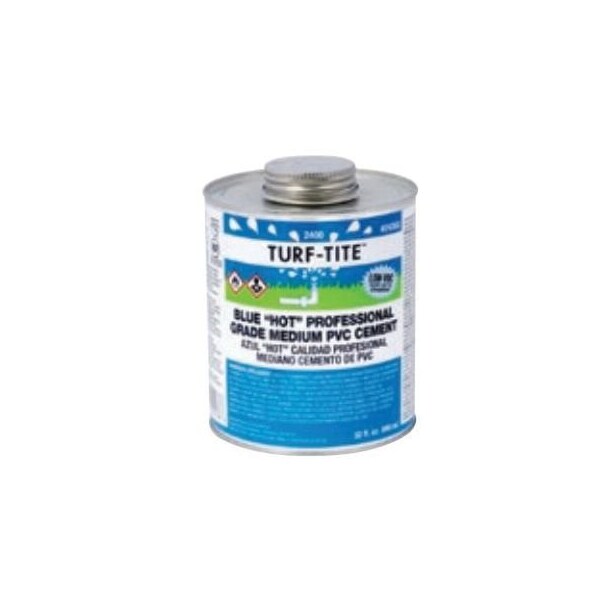 United Elchem TURFTITE 2456S MEDIUM HOT PVC CEMENT, 8 OZ, TRANSLUCENT LIQUID, BLUE - 2456S