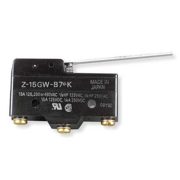 Interruptor de Acción Rápida Industrial Omron, Bisagra, Actuador de Palanca, SPDT, Calificación de Contacto de 15A @ 480V AC - Z-15GW-B7-K
