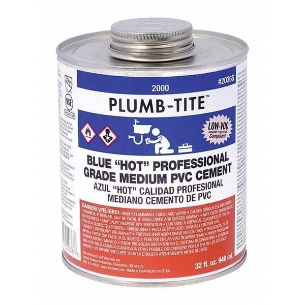 Oatey PVC Cement, Blue Plumb-Tite, gal. - 2024