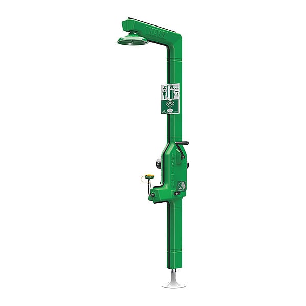 Haws Shower with Eyewash, Floor Mount, Galvanized Steel Pipe, 91 15/16 in H, Green - 8315CTFP