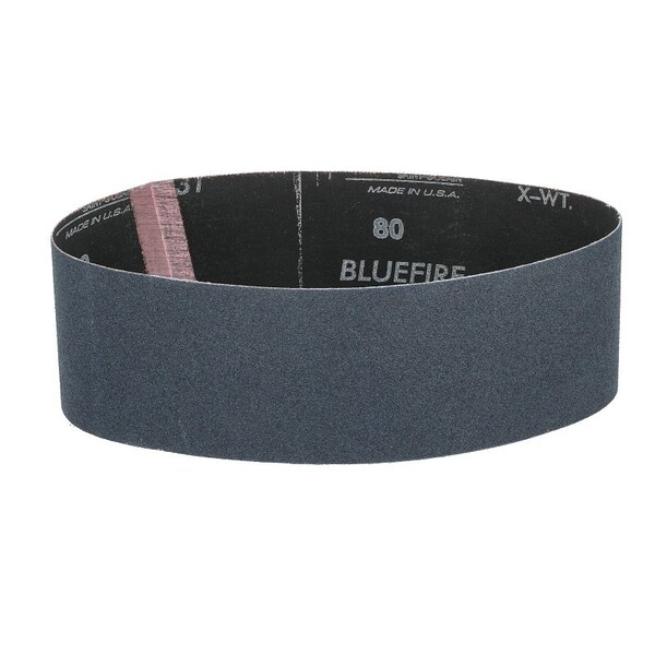 Norton Co Sanding Belt, 3 in W, 21 in L, 80 Grit, Medium, Zirconia Aluminum Abrasive - 49611
