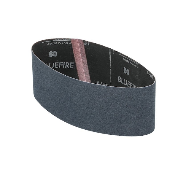 Norton Co Sanding Belt, 3 in W, 21 in L, 80 Grit, Medium, Zirconia Aluminum Abrasive - 49611