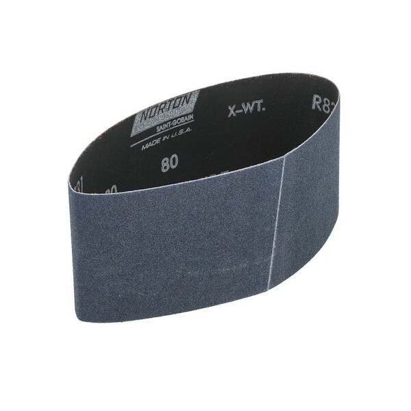Norton Co 0 Sanding Belt, 3 in W, 18 in L, 80 Grit, Medium, Zirconia Aluminum Abrasive - 2230