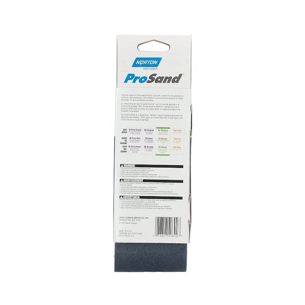 Norton Co 0 Sanding Belt, 3 in W, 18 in L, 80 Grit, Medium, Zirconia Aluminum Abrasive - 2230
