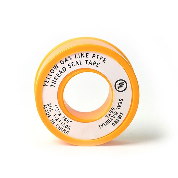 Thrifco Plumbing 1/2 Inch X 260 Inch Yellow Color Gas PTFE Thread Sealing Tape - 6311105