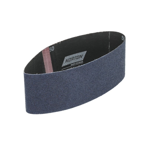 Norton Co Sanding Belt, 3 in W, 21 in L, 50 Grit, Coarse, Zirconia Aluminum Abrasive - 49612