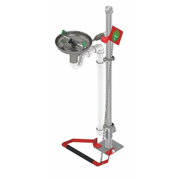 Hughes Safety Showers Plumbed Eyewash, Floor Mount, Plumbed, 45 1/2 in H., 12 5/12 in W - 85GSP