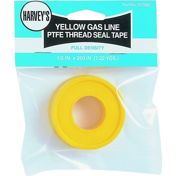 Harvey 0 Thread Seal Tape, 260 in L, 12 in W, PTFE, Yellow - 17065