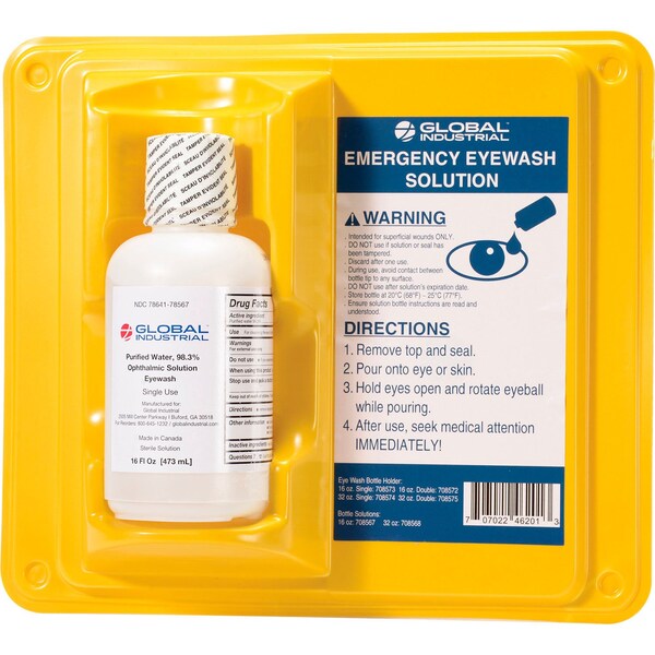Global Industrial Single Bottle Eyewash Station, 16 Oz. - 708569SS
