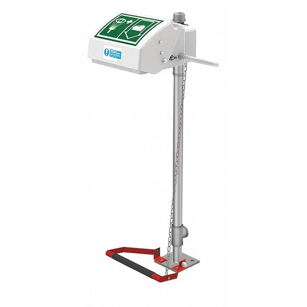 Hughes Safety Showers Plumbed Eyewash, Floor Mount, Plumbed, 47 in H., 19 5/6 in W - 45GSP