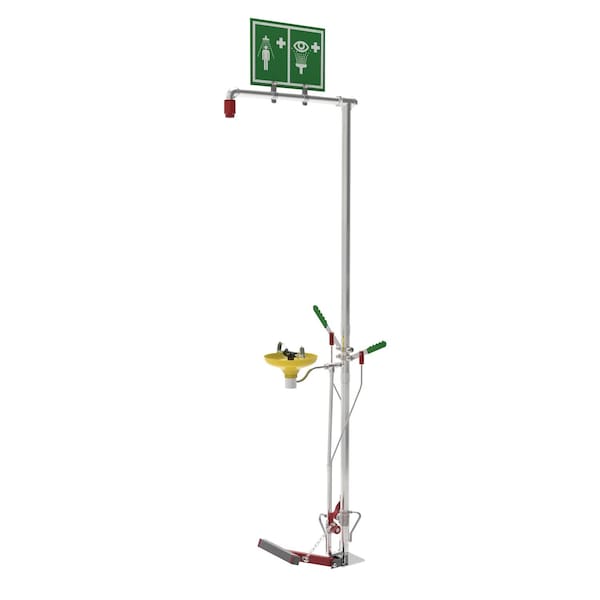 Hughes Safety Showers Combination Shower, Self-Draining, ABS Bowl, Floor Mount, Galvanized Pipes - SD18G75G
