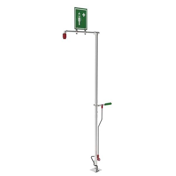 Hughes Safety Showers Drench Shower, Self-Draining, Floor Mount, Stainless Steel Pipes - SD18GS