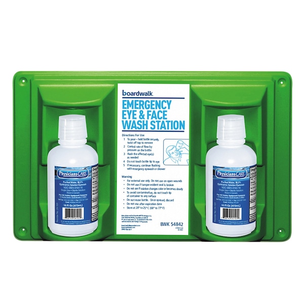 Boardwalk Emergency Eyewash Station, 16 oz Bottle, 2 Bottles/Station - 54842