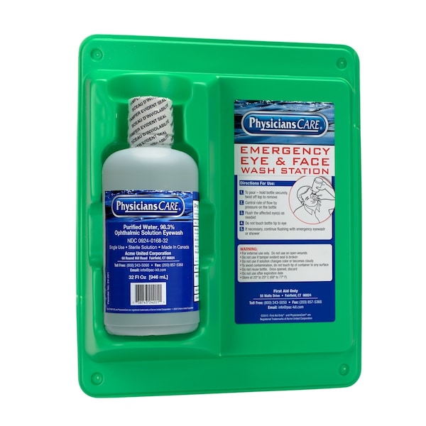 First Aid Only Eyewash Station, Single 32 oz. Screw Cap Bottle - 24-202-001