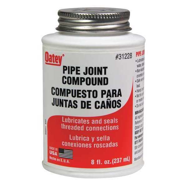 Oatey Pipe Thread Sealant 8 fl oz, Brush-Top Can, Gray Pipe Joint Compound, Gray, Liquid - 31228