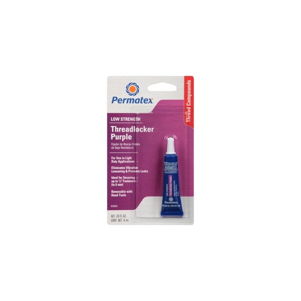 Permatex Automotive Low Strength Threadlocker Purple 6mL tube carded - 24024