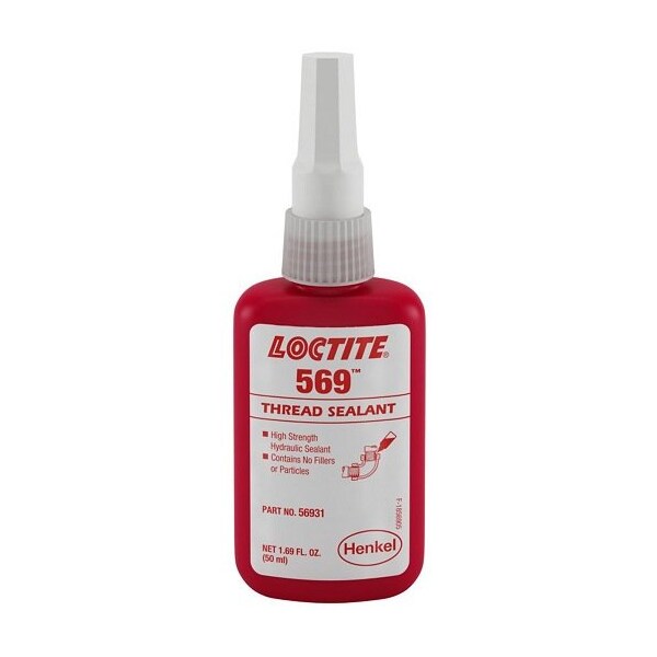 Henkel Thread Sealant, Hydraulic, Pneumatic Systems, Bottle, 50 Ml - 569 50ML IDH 135492