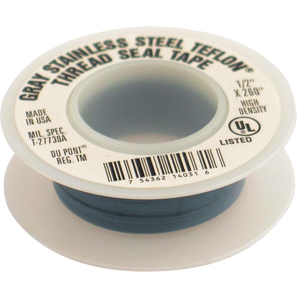 Plumbeeze PLUMB-EEZE 1/2 In. x 260 In. Gray Non-Stick Coating Thread Seal Tape - TT260-SS