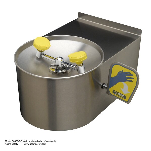 Acorn Controls Wall-Mounted Eyewash Station with Stainless Steel Bowl - S0480-BF