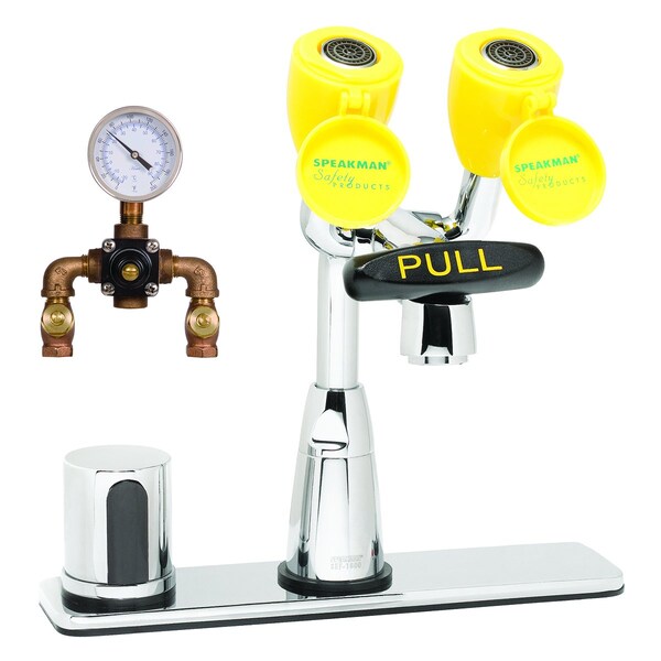Speakman Eyewash/Faucet Combination, Counter Mounted, 9.5 H., 8.0 W - SEF-1822-8-TW