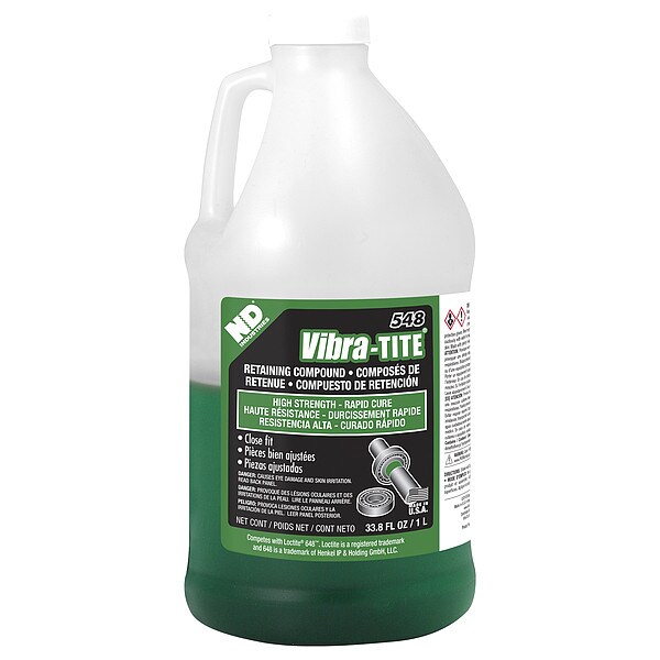 Vibra-Tite Retaining Compound, 548 Series, Green, Liquid, High Strength, 1L Jug - 54800