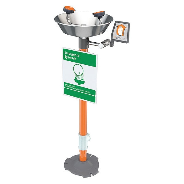 Guardian Equipment Plumbed Eyewash, Floor Mount, Plumbed, 38 in H., 16 in W - G1760
