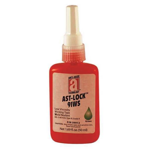 Anti-Seize Technology Weld Sealant, 91WS Series, Green, Liquid, Low Viscosity, High-Temperature Resistant, 50 mL Bottle - 39912
