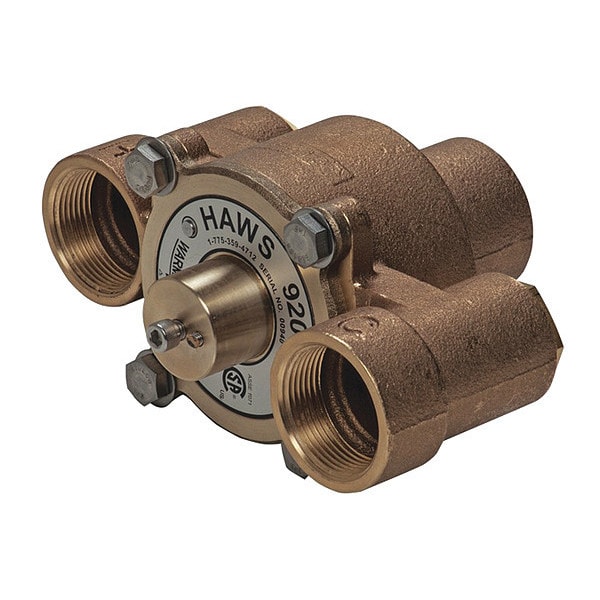 Haws Emergency Mixing Valve, Brass, Yellow, For Use With, Eyewashes, Showers - 9201E