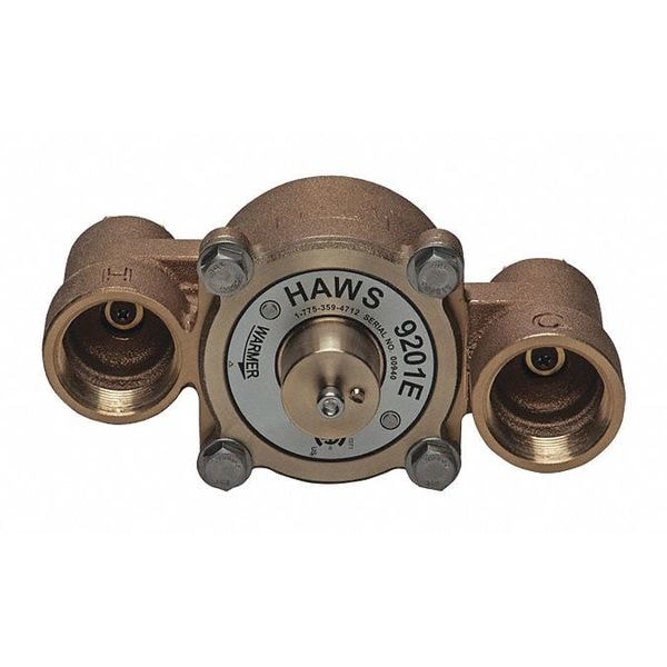Haws Emergency Mixing Valve, Brass, Yellow, For Use With, Eyewashes, Showers - 9201E
