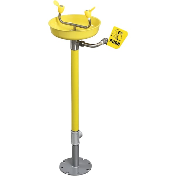 Global Industrial Emergency Eyewash, Pedestal Mounted, ABS Plastic Bowl, Yellow - 708382