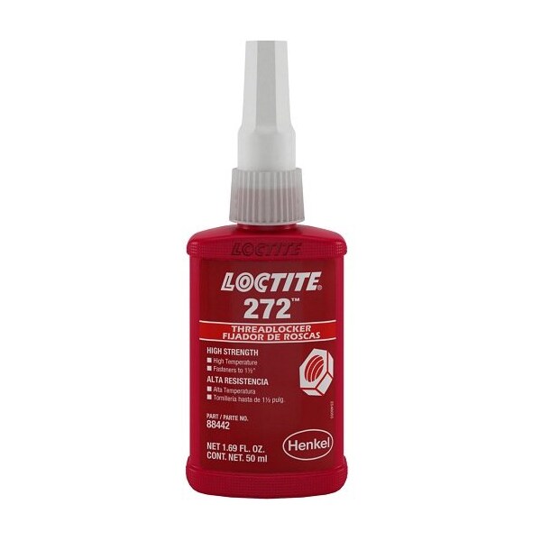 Henkel Anaerobic Threadlocker; High Temperature; Bottle; 50 Ml; Liquid; Threaded Fastener; Red - 272 RED 50ML IDH 88442