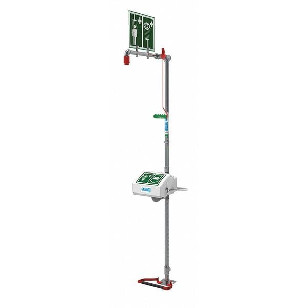 Hughes Safety Showers Combination Shower, Floor Mount, ABS Plastic Covered Bowl, Galvanized Pipes, Top Inlet - 18G45GT