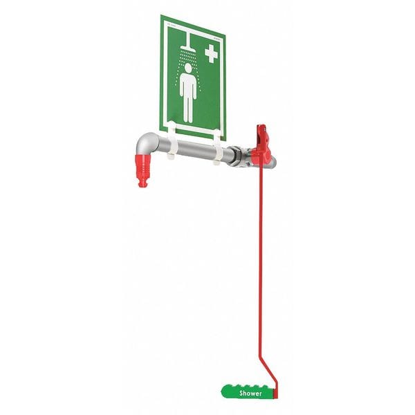 Hughes Safety Showers Drench Shower, Ring Mount, Galvanized Pipes - 23GRM